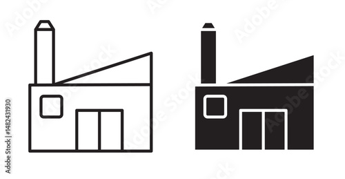 Factory icon set flat style. Vector illustration collection.