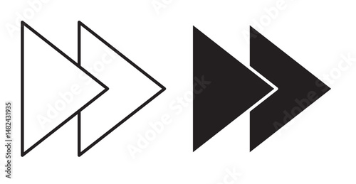 Fast forward icon set flat style. Vector illustration collection.