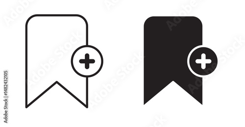 Bookmark add icon set flat style. Vector illustration collection.