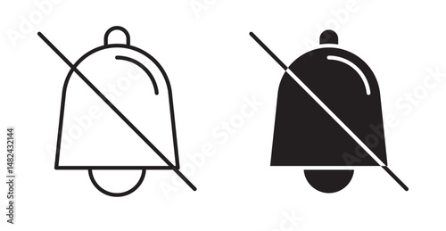 Notification off icon set flat style. Vector illustration collection.