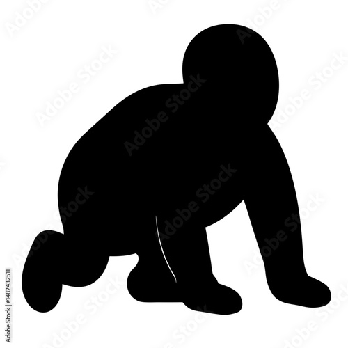 Silhouette of a toddler crawling, showing the developmental stage of mobility