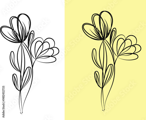 Vibrant Single Flower Design in Red Green Blue Yellow and Cyan Created with Adobe Illustrator Featuring Detailed Petals and Stems Ideal for Floral Prints Invitations and Logos