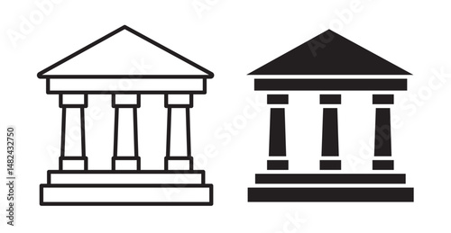Museum icon set flat style. Vector illustration collection.