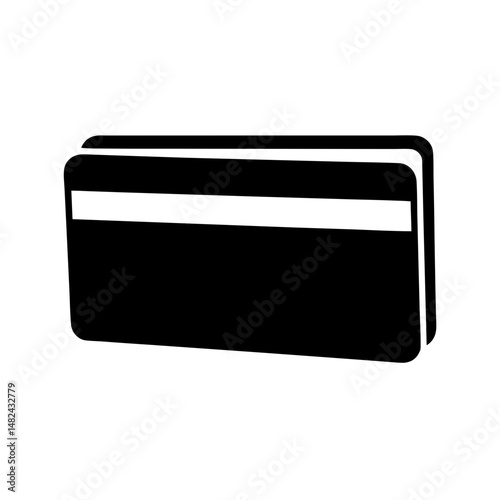 Stylized illustration of credit cards or debit cards stacked together in black