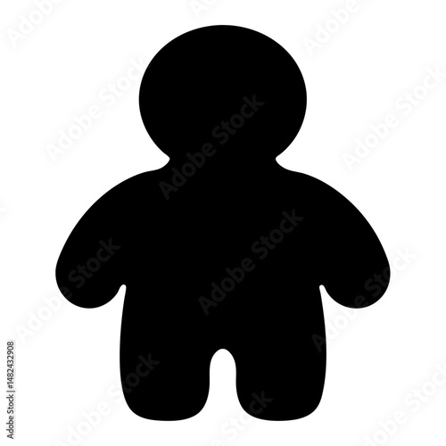 Silhouette of a Round Bodied Figure with Limbs, Isolated on White Background