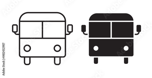 Bus icon set flat style. Vector illustration collection.