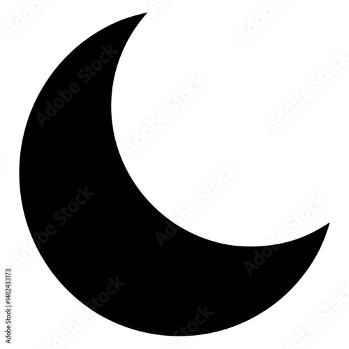 Simple black and white image of a crescent moon in the night