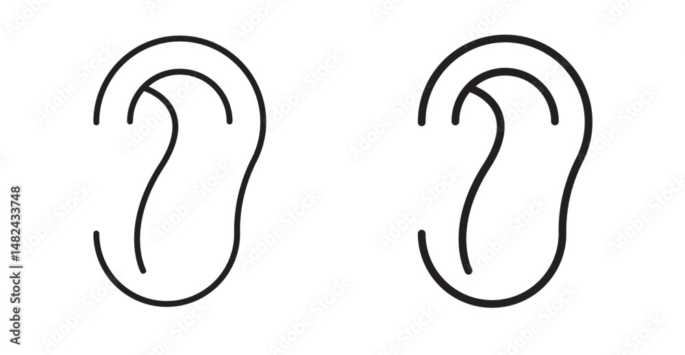 Fototapeta premium Ear icon set flat style. Vector illustration collection.