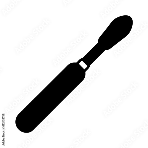Black Silhouette Illustration of a Scalpel Surgical Instrument for Medical Use