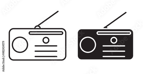 Radio icon set flat style. Vector illustration collection.