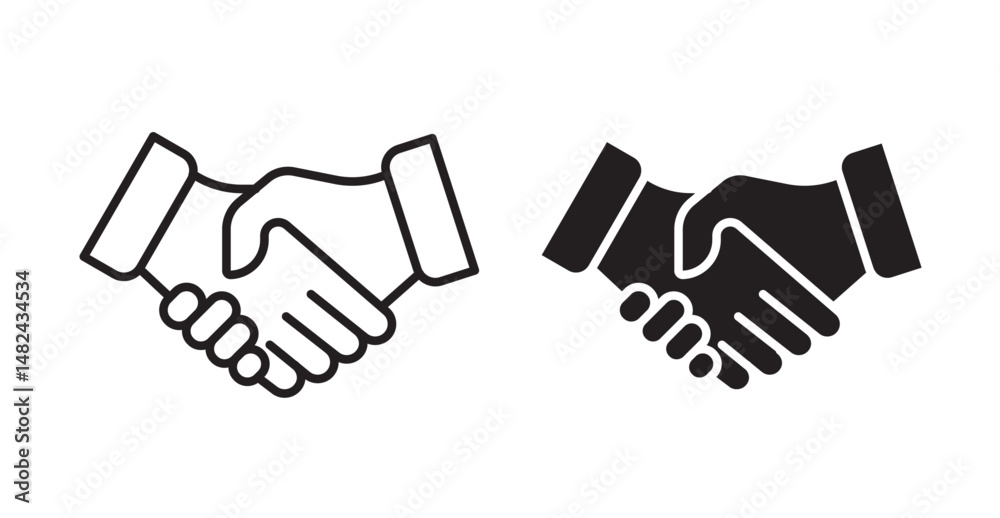 Obraz premium Handshake icon set flat style. Vector illustration collection.