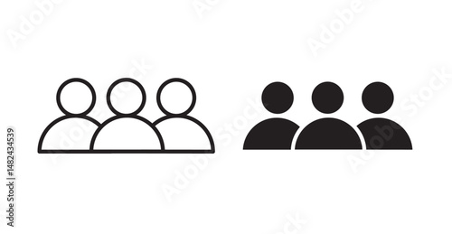 Group icon set flat style. Vector illustration collection.