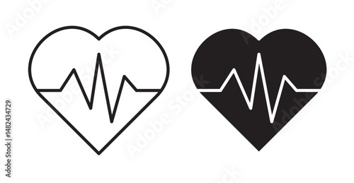 Heartbeat icon set flat style. Vector illustration collection.