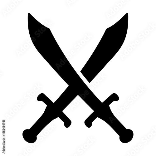 Two Black Scimitars Crossed, Depicting Swordsmanship, Valor, and Potential Conflict