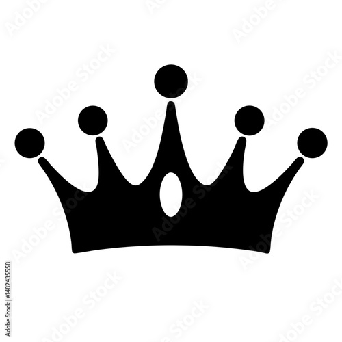 Illustration of a royal crown in black silhouette on white background