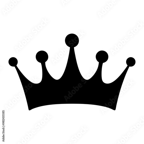 Simple black silhouette of a regal crown with spherical embellishments