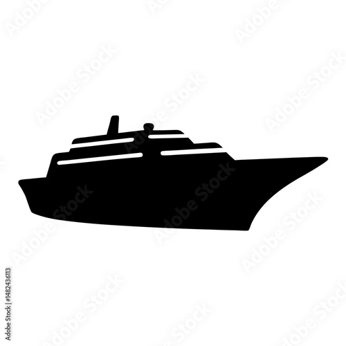 Silhouette of a large modern cruise ship sailing on the ocean