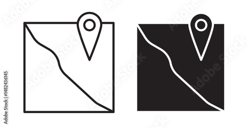 Map icon set flat style. Vector illustration collection.