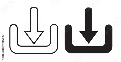 Download button icon set flat style. Vector illustration collection.