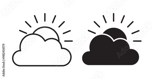 Partially cloudy icon set flat style. Vector illustration collection.