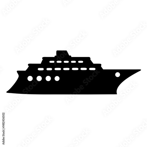 Silhouette of a luxurious cruise ship on the open sea voyage