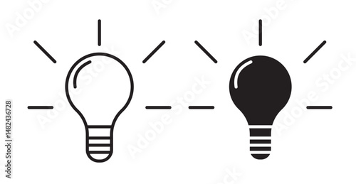 Lightbulb icon set flat style. Vector illustration collection.
