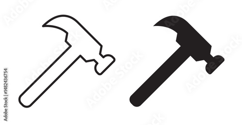 Hammer icon set flat style. Vector illustration collection.