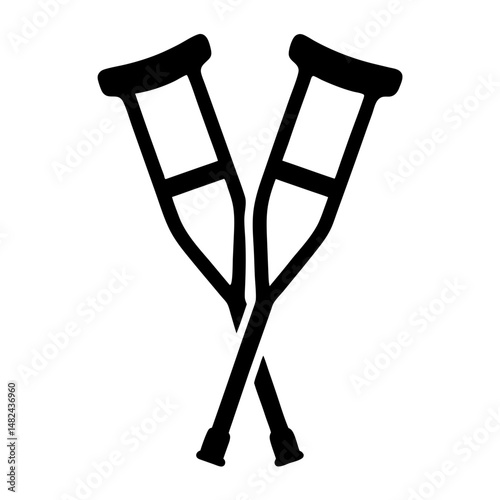 A pair of crutches crossed for assistance with walking and mobility