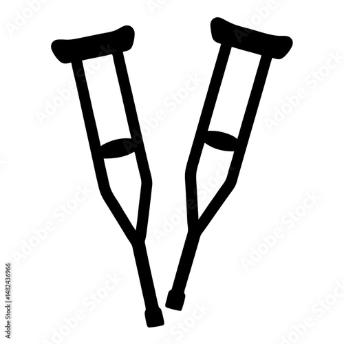 Illustration of two black crutches representing mobility assistance and recovery