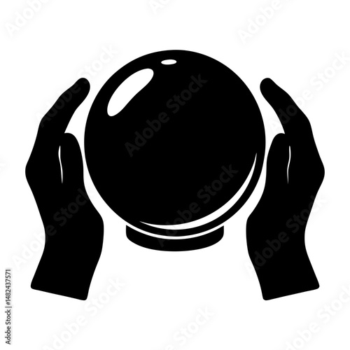 Mystic Hands Gazing into a Crystal Ball for Fortune Telling Predictions
