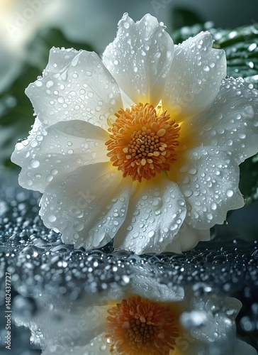 Hyperreal Still Life CGI: White Florals with Lemon & Ice Droplets in 8K for Food Packaging and Commercial Visualization