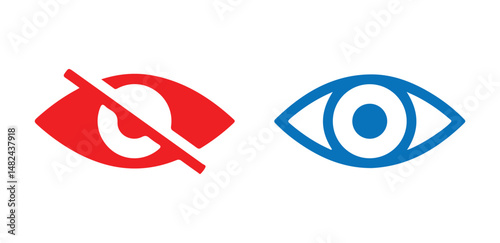Eye icon. Show password and hide password. Vector illustration.