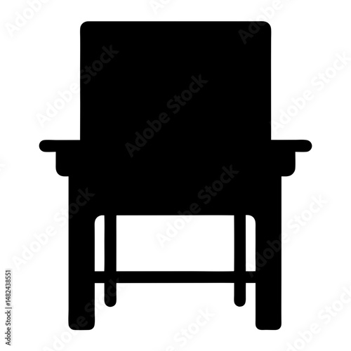 Simple black silhouette illustration of a comfortable wooden armchair with armrests