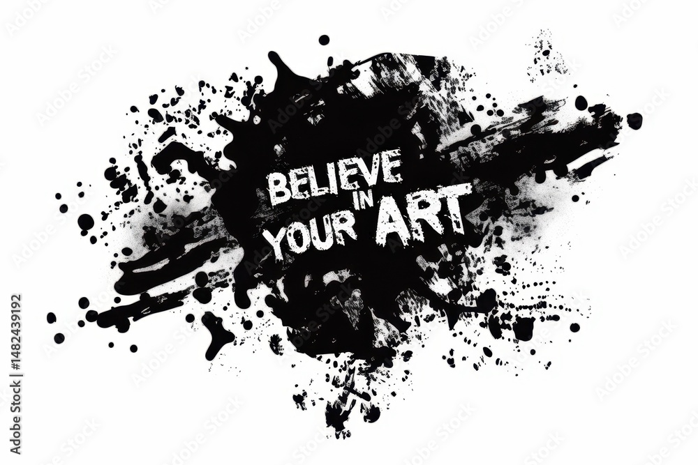 Obraz premium BELIEVE IN YOUR ART! graffiti lettering, typography handwriting font, spray wall art text design