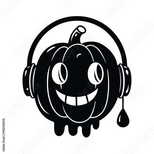 pumpkin with headphones  slime on white