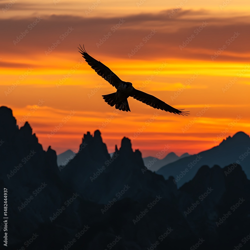Fototapeta premium Ember Wings, Mountain's Embrace