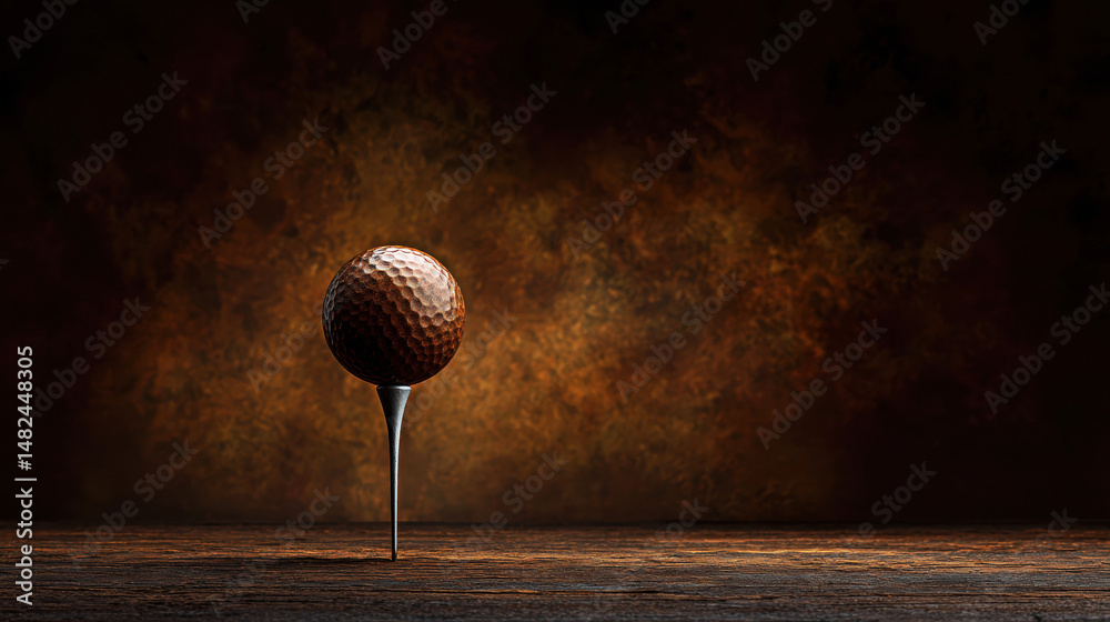 A stunning close-up of a golf ball set on a tee against a warm, textured background, capturing the essence of golf's precision and artistry.