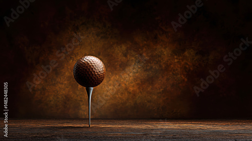 A stunning close-up of a golf ball set on a tee against a warm, textured background, capturing the essence of golf's precision and artistry.