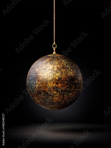 This stunning hanging globe, adorned with intricate celestial patterns, evokes a sense of wonder and exploration.
