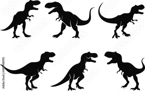 Tyrannosaurus Rex Dinosaur Black Silhouette Illustration