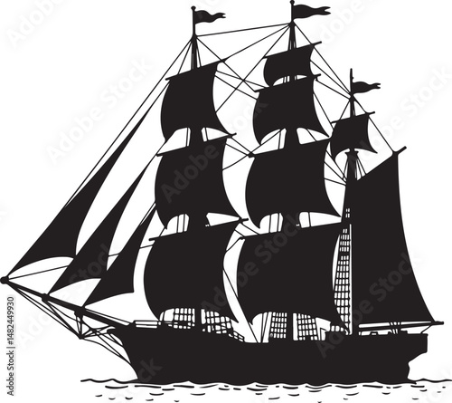 Sailing Ship on Ocean Waves Silhouette

Vintage Pirate Ship Vector Design

Modern Cargo Ship Silhouette Art

Navy Warship at Sea Silhouette Scene

Cruise Ship Under Sunset Vector