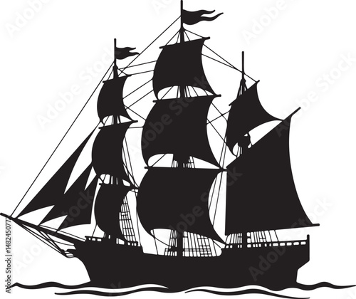 Sailing Ship on Ocean Waves Silhouette

Vintage Pirate Ship Vector Design

Modern Cargo Ship Silhouette Art

Navy Warship at Sea Silhouette Scene

Cruise Ship Under Sunset Vector