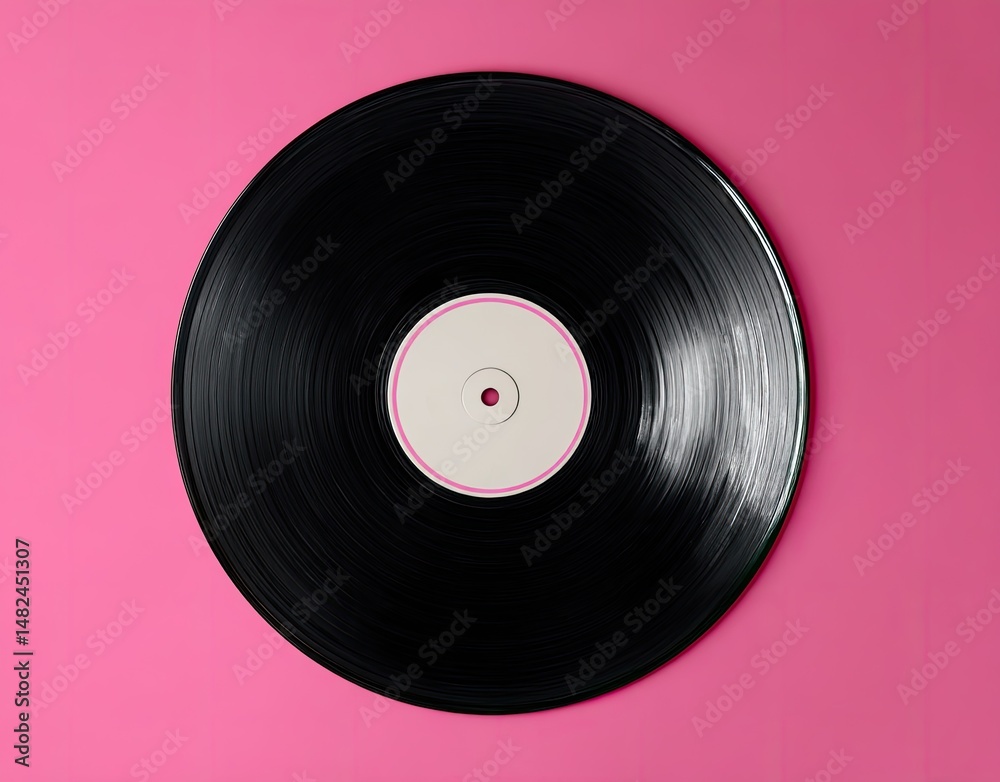 Obraz premium Vintage vinyl record on pink background