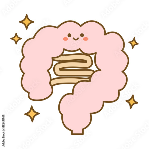 かわいい腸のイラスト　線画