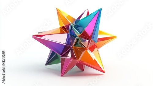 Free Download Multicolored, geometric, star-like, form, isolated on white. - GFXLoad