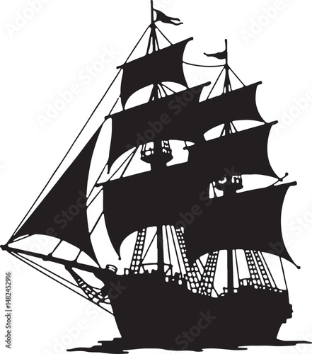 Sailing Ship on Ocean Waves Silhouette

Vintage Pirate Ship Vector Design

Modern Cargo Ship Silhouette Art

Navy Warship at Sea Silhouette Scene

Cruise Ship Under Sunset Vector