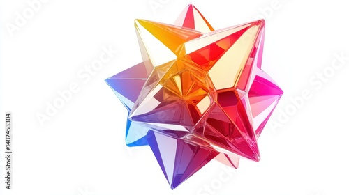 Colorful geometric star-like shape on a white background.