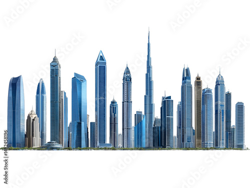 Modern City Skyline of Skyscrapers Isolated with for Brochures and Posters