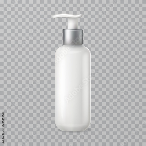 Realistic 3D pump bottle cosmetic container mockup