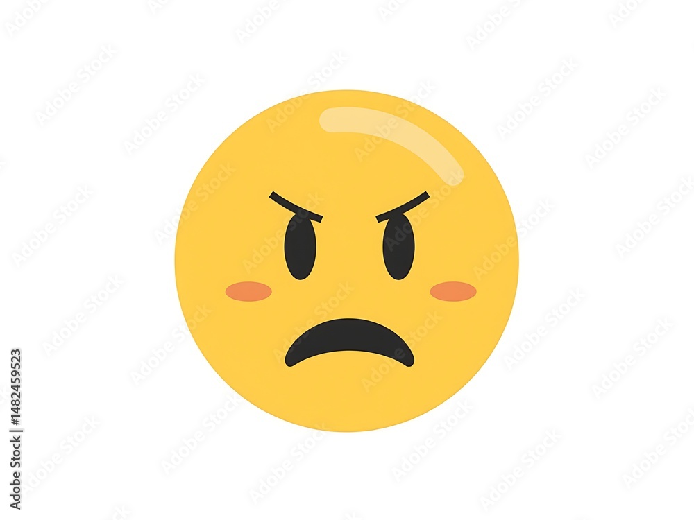 Fototapeta premium Yellow emoticon face with a sarcastic grin on a dark background digita